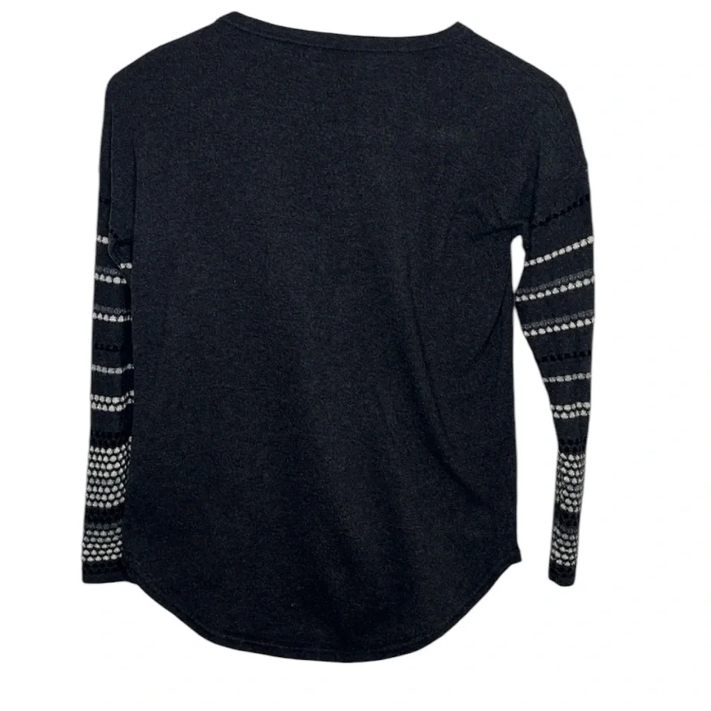 Smartwool Black Grey Striped Sleeve Merino Wool Sweater Women Size X-Small